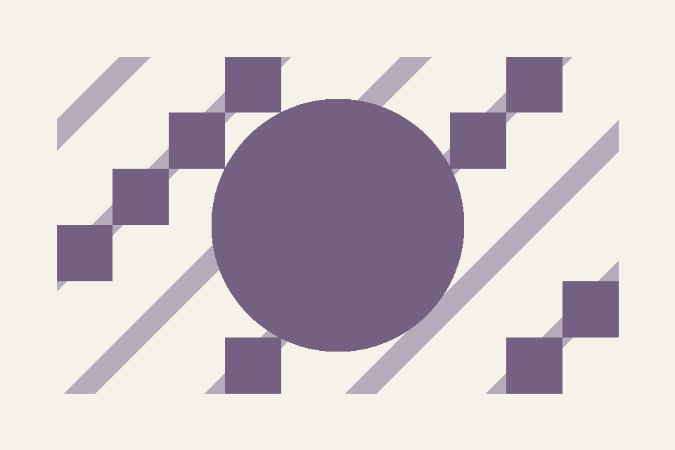 Abstract geometric shapes in an editorial colour palette.